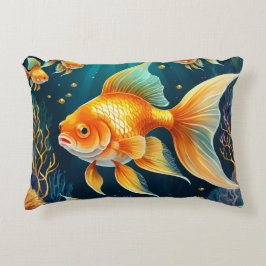 Guld Fisk i undervatten Prydnadskudde