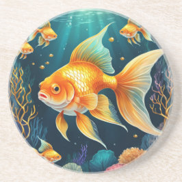 Guld Fisk i undervatten Underlägg