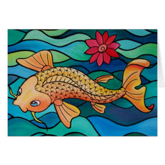 Guld- fisk/Koi damm Hälsningskort
