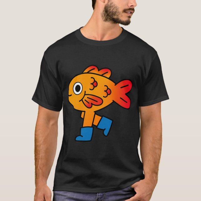 Guld fisk stövlar konst t shirt (Framsida)