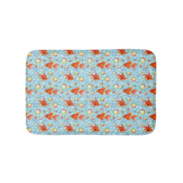 guld fiskar och tvålbubblor badrumsmatta (Framsidan)