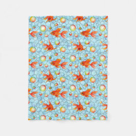 guld fiskar och tvålbubblor. fleecefilt