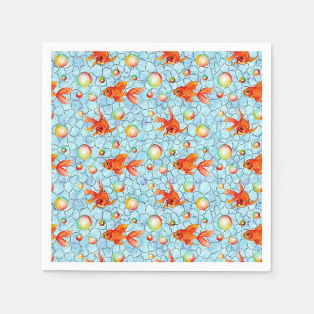 guld fiskar och tvålbubblor pappersservett (Framsidan)
