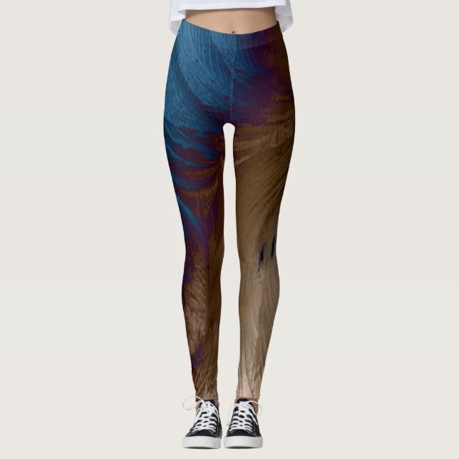 Guld- fjädrar leggings (Framsida)