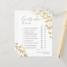 Guld Fjäril Boho Bröllopsfest Försök Gissa Spelet