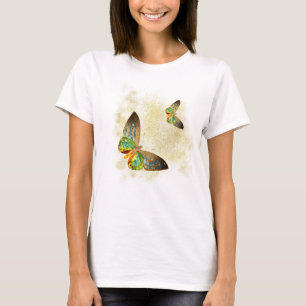 Guld- fjäril för *~*vattenfärg på guldstoftglitter t shirt