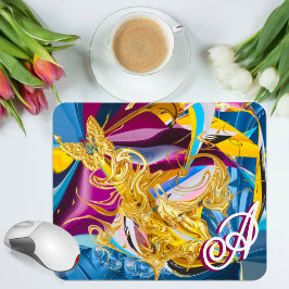 Guld Fjäril Juvelton Monogram Flytande Abstrakt Musmatta