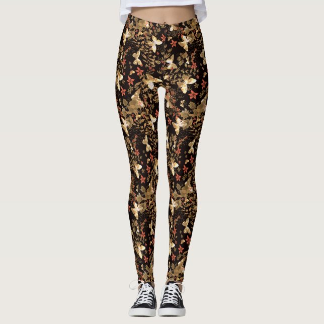 Guld-fjäril Leggings (Framsida)