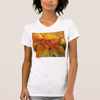 Guld- fjärils- och liljacollage - T-tröja T-shirt