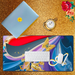 Guld Fjärilsblomma Monogram Flytande Abstrakt