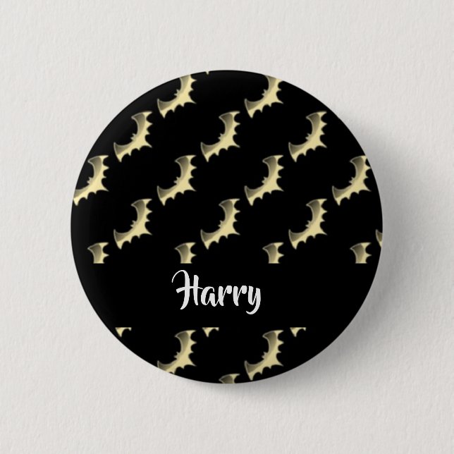 Guld fladdermöss på svart knapp (Framsida)