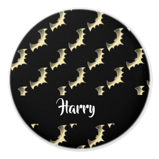 Guld fladdermöss på svart knopp (Framsidan)