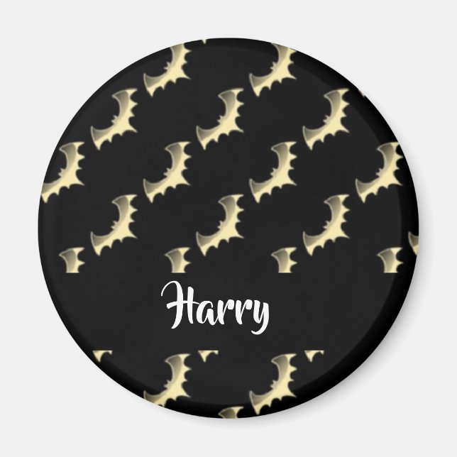 Guld fladdermöss på svart magnet (Framsidan)