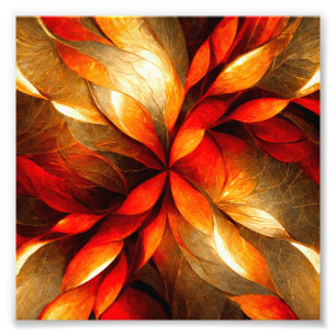 Guld Flake Löv Abstrakt Art Fototryck