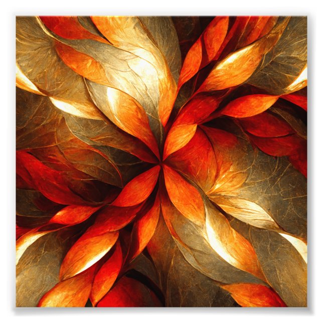 Guld Flake Löv Abstrakt Art Fototryck (Framsidan)