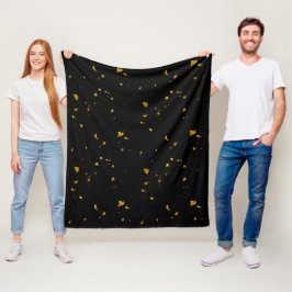 Guld Flakes Black Fleecefilt