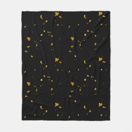 Guld Flakes Black Fleecefilt