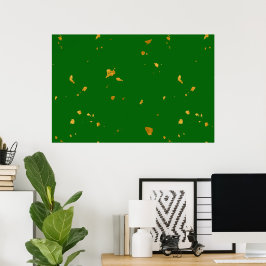Guld Flakes på Emerald Grönt Poster