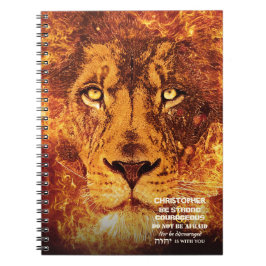 Guld Flaming Lejon om Judah Named Bible Quote Anteckningsbok