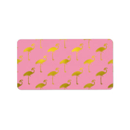 Guld Flamingo Faux Metallic Foil Tropical Flamingo Adressetikett