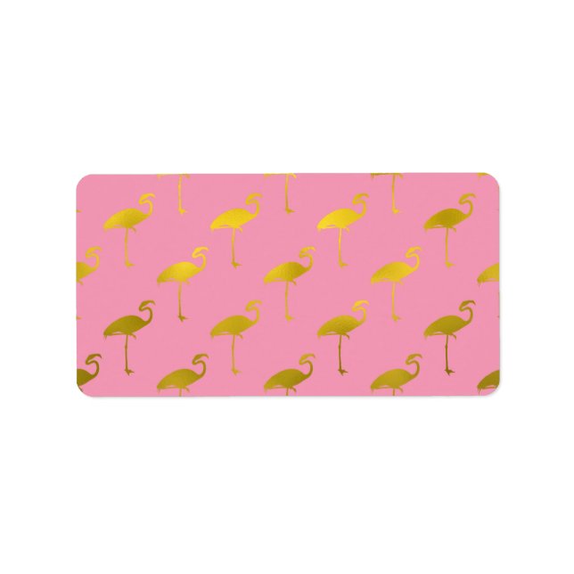 Guld Flamingo Faux Metallic Foil Tropical Flamingo Adressetikett (Framsidan)