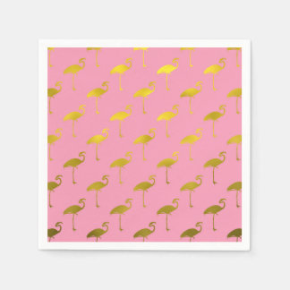 Guld Flamingo Faux Metallic Foil Tropical Flamingo Pappersservett
