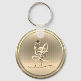 Guld Flamingo Monogram Nyckelring
