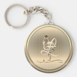 Guld Flamingo Monogram Nyckelring
