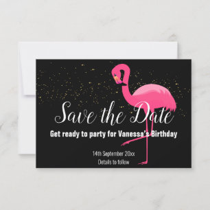 GULD FLAMINGO ROSA Spara DATUM SVART OSA Kort