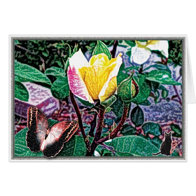 Guld- flamma hälsningskort (Framsidan Horizontal)