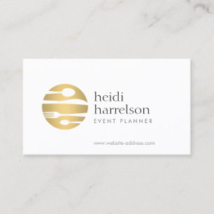 Guld Flatware-Logotyp för händelseplanering, Cater Visitkort