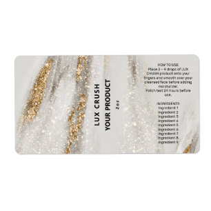 Guld Fleck White Glitter Dropper Flaska etiketter Fraktsedel