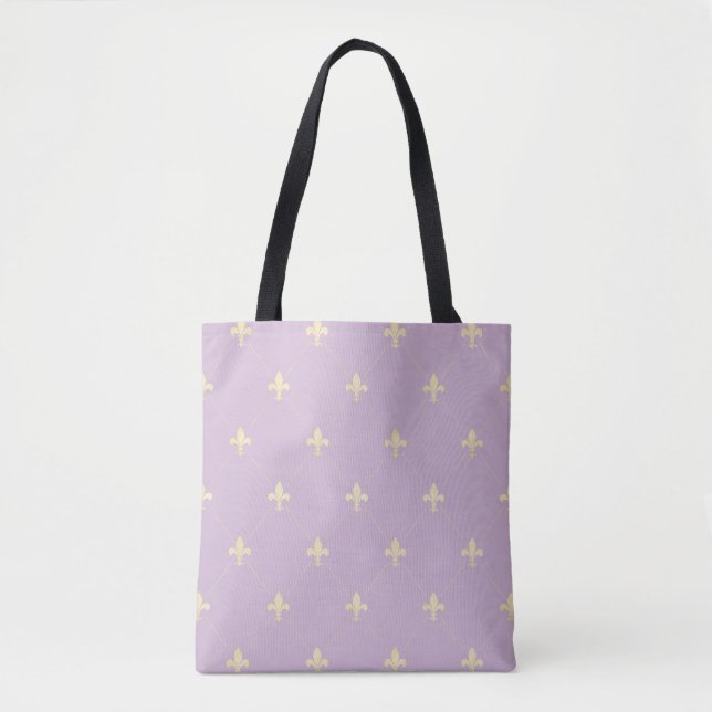 Guld Fleur-de-Lis Dusky Lilac Tygkasse (Framsida)
