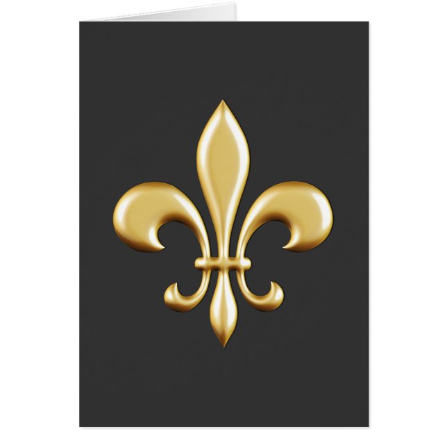 Guld- Fleur De Lis Hälsningskort (Framsidan)
