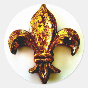 GULD FLEUR DE LIS HIGH CONTRAST PRINT RUNT KLISTERMÄRKE