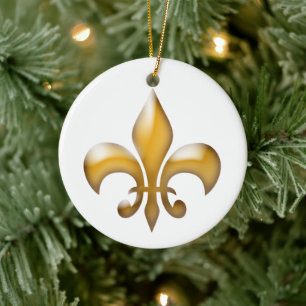 Guld Fleur de Lis Jul prydnad Julgransprydnad Keramik