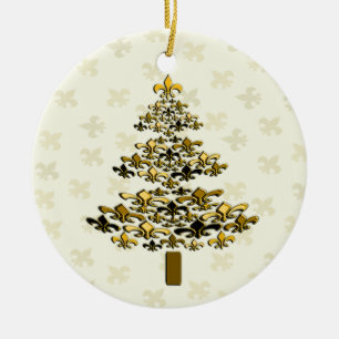 Guld Fleur de Lis julgranprydnad Julgransprydnad Keramik
