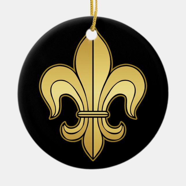 Guld- Fleur de lis Julgransprydnad Keramik (Framsidan)