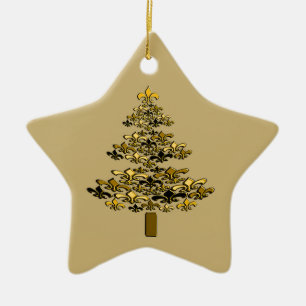 Guld Fleur de Lis julgranstjärna Julgransprydnad Keramik