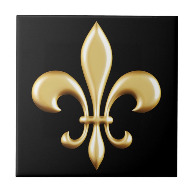 Guld- Fleur De Lis Kakelplatta (Framsidan)