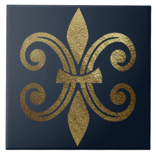 Guld Fleur de Lis Kunglig Kakelplatta