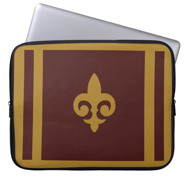 Guld Fleur-de-lis Laptop Fodral (Framsidan)