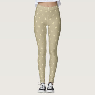Guld Fleur-de-Lis Latte Brown Leggings