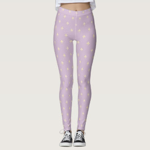 Guld Fleur-de-Lis Latte Lilac Leggings