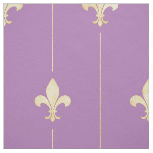 Guld Fleur-de-Lis med Linjer Lilac (stor ) Tyg