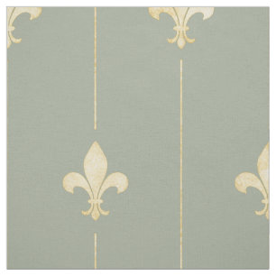 Guld Fleur-de-Lis med Linjer Sage (stor ) Tyg