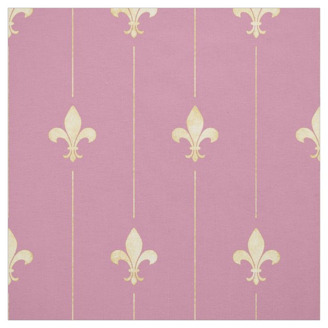 Guld Fleur-de-Lis med Rosa (medelhög ) Tyg (Provkarta)