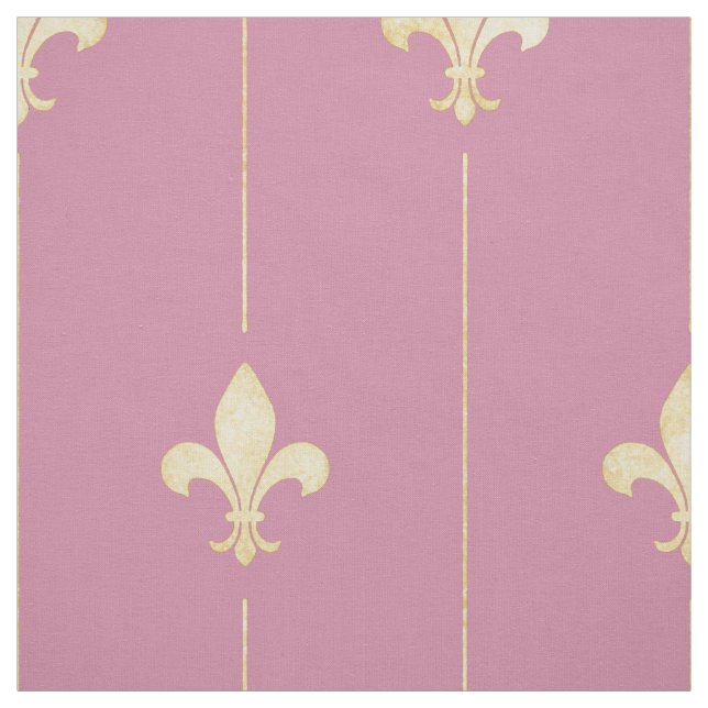 Guld Fleur-de-Lis med Rosa (stor ) Tyg (Provkarta)