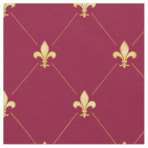 Guld Fleur-de-Lis (medelstor ) Vin Red Tyg