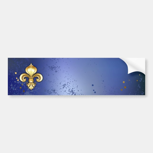 Guld Fleur de Lis på Blå Bildekal (Framsidan)